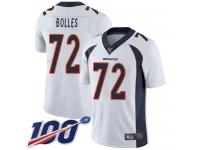 #72 Limited Garett Bolles White Football Road Men's Jersey Denver Broncos Vapor Untouchable 100th Season