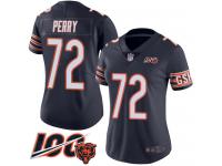 #72 Limited William Perry Navy Blue Football Home Women's Jersey Chicago Bears 100th Season