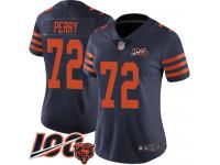 #72 Limited William Perry Navy Blue Football Women's Jersey Chicago Bears Rush Vapor Untouchable 100th Season