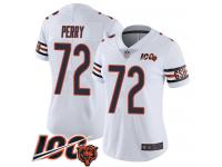 #72 Limited William Perry White Football Road Women's Jersey Chicago Bears Vapor Untouchable 100th Season