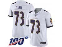 #73 Limited Marshal Yanda White Football Road Men's Jersey Baltimore Ravens Vapor Untouchable 100th Season