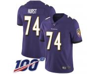 #74 Limited James Hurst Purple Football Home Men's Jersey Baltimore Ravens Vapor Untouchable 100th Season