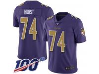 #74 Limited James Hurst Purple Football Men's Jersey Baltimore Ravens Rush Vapor Untouchable 100th Season