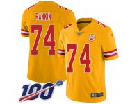 #74 Limited Martinas Rankin Gold Football Men's Jersey Kansas City Chiefs Inverted Legend 100th Season