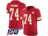 #74 Limited Martinas Rankin Red Football Home Youth Jersey Kansas City Chiefs Vapor Untouchable 100th Season