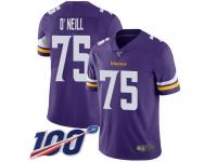 #75 Limited Brian O'Neill Purple Football Home Men's Jersey Minnesota Vikings Vapor Untouchable 100th Season