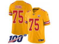 #75 Limited Cameron Erving Gold Football Youth Jersey Kansas City Chiefs Inverted Legend Vapor Rush 100th Season