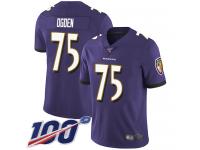 #75 Limited Jonathan Ogden Purple Football Home Men's Jersey Baltimore Ravens Vapor Untouchable 100th Season