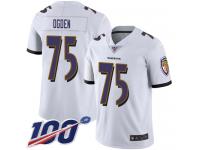 #75 Limited Jonathan Ogden White Football Road Men's Jersey Baltimore Ravens Vapor Untouchable 100th Season