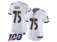#75 Limited Jonathan Ogden White Football Road Women's Jersey Baltimore Ravens Vapor Untouchable 100th Season