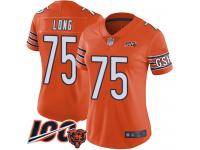 #75 Limited Kyle Long Orange Football Alternate Women's Jersey Chicago Bears 100th Season