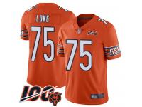#75 Limited Kyle Long Orange Football Alternate Youth Jersey Chicago Bears 100th Season
