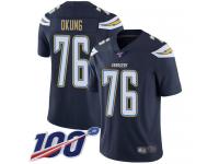 #76 Limited Russell Okung Navy Blue Football Home Men's Jersey Los Angeles Chargers Vapor Untouchable 100th Season