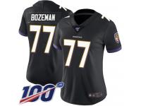 #77 Limited Bradley Bozeman Black Football Alternate Women's Jersey Baltimore Ravens Vapor Untouchable 100th Season