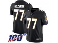 #77 Limited Bradley Bozeman Black Football Alternate Youth Jersey Baltimore Ravens Vapor Untouchable 100th Season