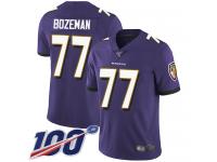 #77 Limited Bradley Bozeman Purple Football Home Youth Jersey Baltimore Ravens Vapor Untouchable 100th Season