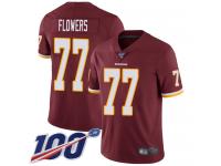 #77 Limited Ereck Flowers Burgundy Red Football Home Men's Jersey Washington Redskins Vapor Untouchable 100th Season