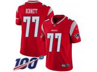 #77 Limited Michael Bennett Red Football Men's Jersey New England Patriots Inverted Legend 100th Season