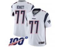 #77 Limited Michael Bennett White Football Road Men's Jersey New England Patriots Vapor Untouchable 100th Season