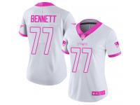 #77 Limited Michael Bennett White Pink Football Women's Jersey New England Patriots Rush Fashion