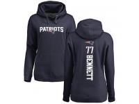 #77 Michael Bennett Navy Blue Football Backer Women's New England Patriots Pullover Hoodie