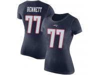 #77 Michael Bennett Navy Blue Football Rush Pride Name & Number Women's New England Patriots T-Shirt