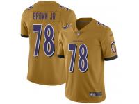 #78 Limited Orlando Brown Jr. Gold Football Youth Jersey Baltimore Ravens Inverted Legend Vapor Rush