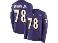 #78 Limited Orlando Brown Jr. Purple Football Men's Jersey Baltimore Ravens Therma Long Sleeve