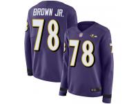 #78 Limited Orlando Brown Jr. Purple Football Women's Jersey Baltimore Ravens Therma Long Sleeve