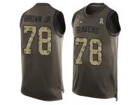 #78 Orlando Brown Jr. Green Football Men's Jersey Baltimore Ravens Salute to Service Tank Top