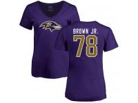 #78 Orlando Brown Jr. Purple Football Name & Number Logo Women's Baltimore Ravens T-Shirt