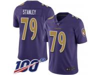 #79 Limited Ronnie Stanley Purple Football Men's Jersey Baltimore Ravens Rush Vapor Untouchable 100th Season