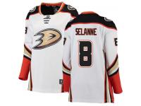 #8 Breakaway Teemu Selanne Women's White NHL Jersey - Away Anaheim Ducks