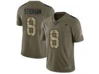 #8 Limited Jarrett Stidham Olive Camo Football Youth Jersey New England Patriots 2017 Salute to Service