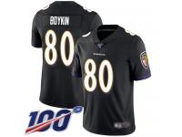 #80 Limited Miles Boykin Black Football Alternate Youth Jersey Baltimore Ravens Vapor Untouchable 100th Season