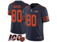 #80 Limited Trey Burton Navy Blue Football Youth Jersey Chicago Bears Rush Vapor Untouchable 100th Season