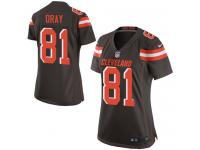 #81 Jim Dray Cleveland Browns Home Jersey _ Nike Women's Brown NFL Game