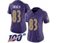 #83 Limited Willie Snead IV Purple Football Women's Jersey Baltimore Ravens Rush Vapor Untouchable 100th Season