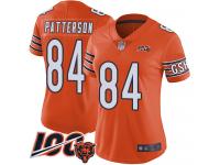 #84 Limited Cordarrelle Patterson Orange Football Alternate Women's Jersey Chicago Bears 100th Season