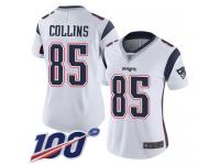 #85 Limited Jamie Collins White Football Road Women's Jersey New England Patriots Vapor Untouchable 100th Season