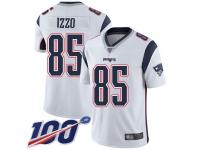 #85 Limited Ryan Izzo White Football Road Men's Jersey New England Patriots Vapor Untouchable 100th Season