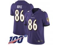 #86 Limited Nick Boyle Purple Football Home Youth Jersey Baltimore Ravens Vapor Untouchable 100th Season