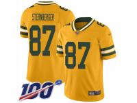 #87 Limited Jace Sternberger Gold Football Men's Jersey Green Bay Packers Inverted Legend 100th Season