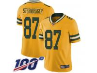 #87 Limited Jace Sternberger Gold Football Men's Jersey Green Bay Packers Rush Vapor Untouchable 100th Season