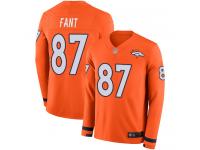 #87 Limited Noah Fant Orange Football Men's Jersey Denver Broncos Therma Long Sleeve