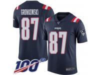 #87 Limited Rob Gronkowski Navy Blue Football Men's Jersey New England Patriots Rush Vapor Untouchable 100th Season