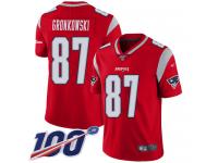 #87 Limited Rob Gronkowski Red Football Men's Jersey New England Patriots Inverted Legend 100th Season