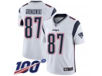 #87 Limited Rob Gronkowski White Football Road Men's Jersey New England Patriots Vapor Untouchable 100th Season