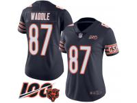 #87 Limited Tom Waddle Navy Blue Football Home Women's Jersey Chicago Bears 100th Season