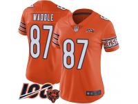 #87 Limited Tom Waddle Orange Football Alternate Women's Jersey Chicago Bears 100th Season